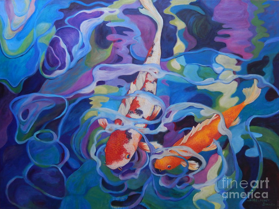 Nature Painting - Two Koi by Sharon Nelson-Bianco