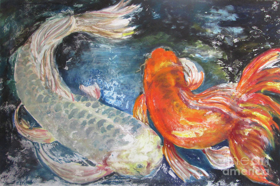 Fish Painting - Two Koi by Susan Herbst