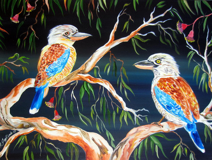 Bird Painting - Two kookaburras by Roberto Gagliardi