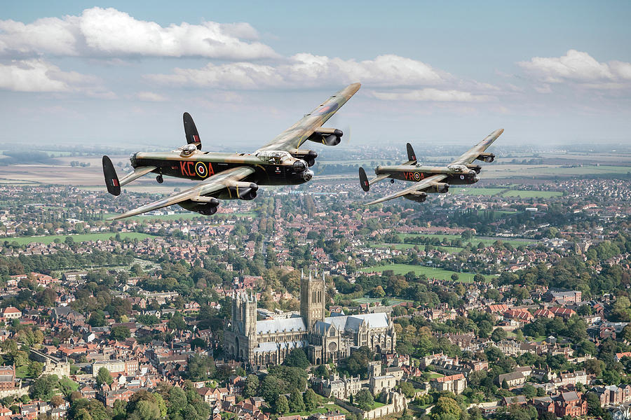 Two Lancasters over Lincoln Cathedral Digital Art by Gary Eason