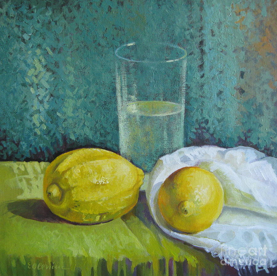Lemon Painting - Two lemons by Elena Oleniuc