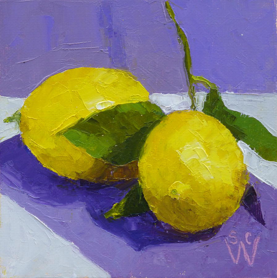 Two Lemons Painting by Susan Woodward