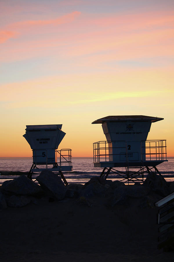 Two Lifeguard Towers Photograph by Art Block Collections