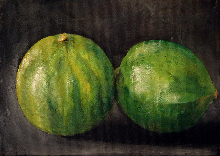 Fruit Painting - Two Limes by Sarah Lynch