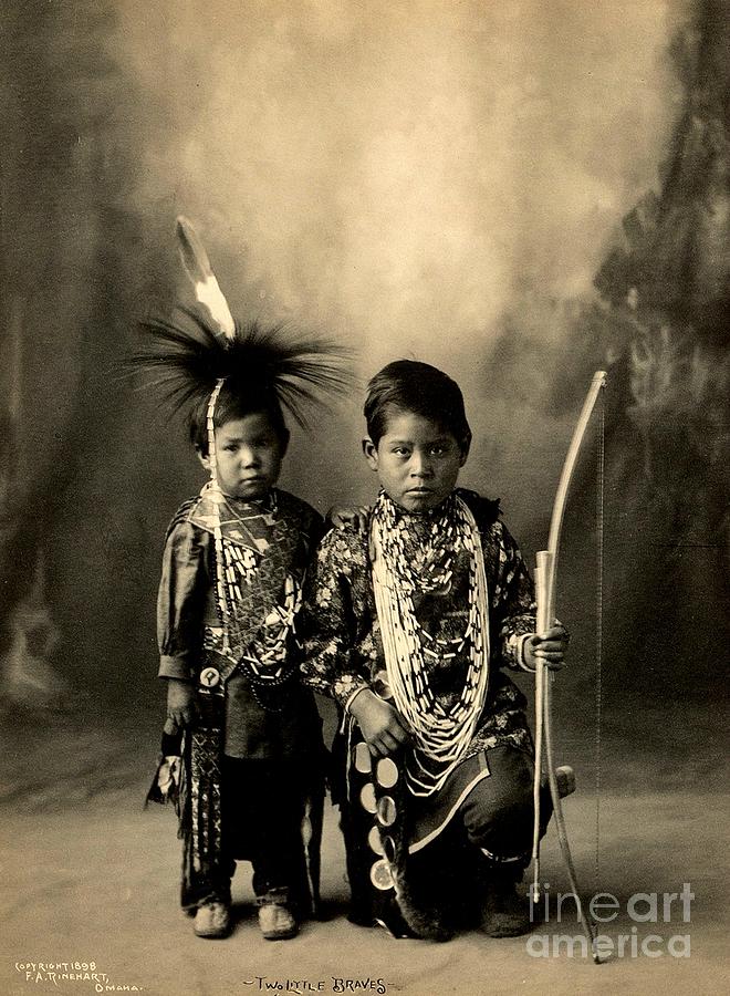Two Little Braves of the Sac and Fox Tribe A Frank Rinehart Platinotype circa 1900 Photograph by Peter Ogden