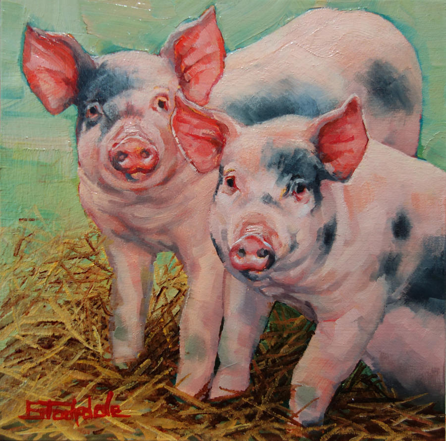 Two Little Pigs  Painting by Margaret Stockdale