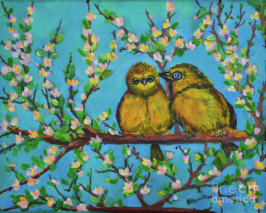 Two Little Tweets Painting by Olga Hamilton