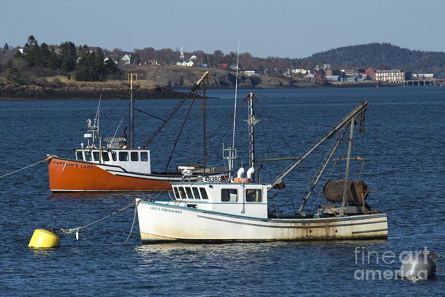 Boat Photograph - Two Lobster Boats by Alana Ranney