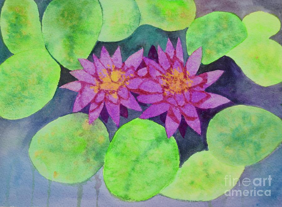 Two Lotus Blossoms  Painting by Barrie Stark