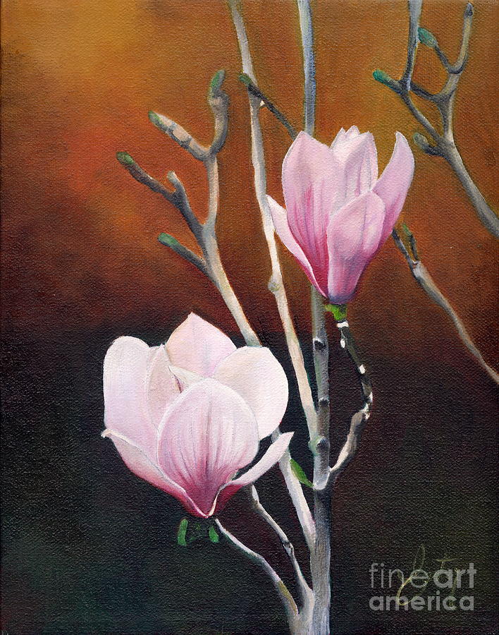 Two Magnolias Painting by Daniela Easter