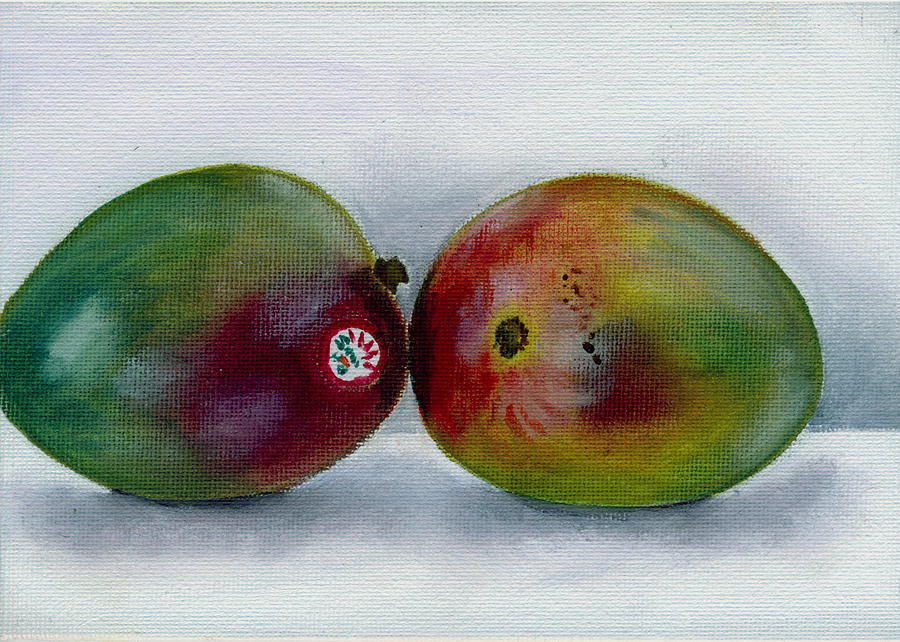 Mango Painting - Two Mangoes by Sarah Lynch