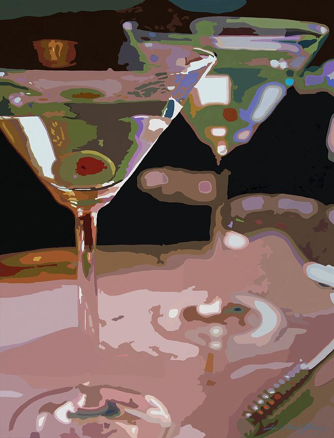 Cocktail Painting - Two Martini Lunch by David Lloyd Glover