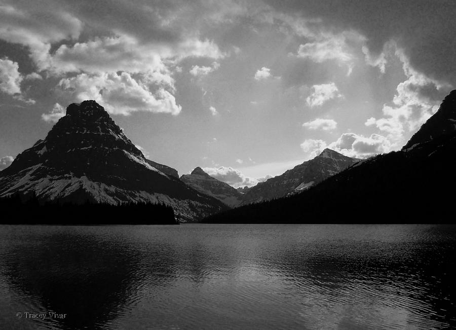 Two Medicine Lake, Black and White Photograph by Tracey Vivar