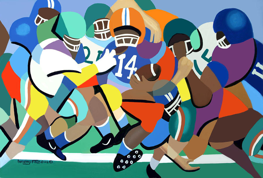 Football Painting - Two Minute Warning by Anthony Falbo