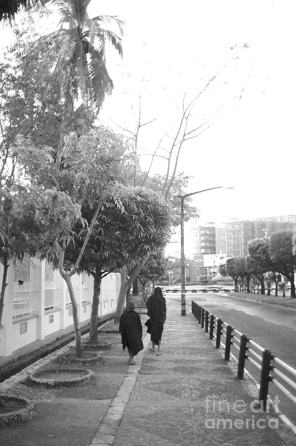monk and Novice walking in the early morning Photograph