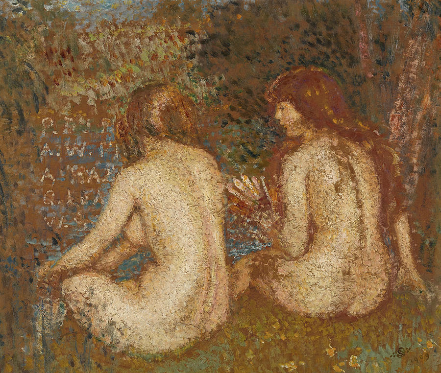 Two Nudes bathing Painting by Georges Lemmen