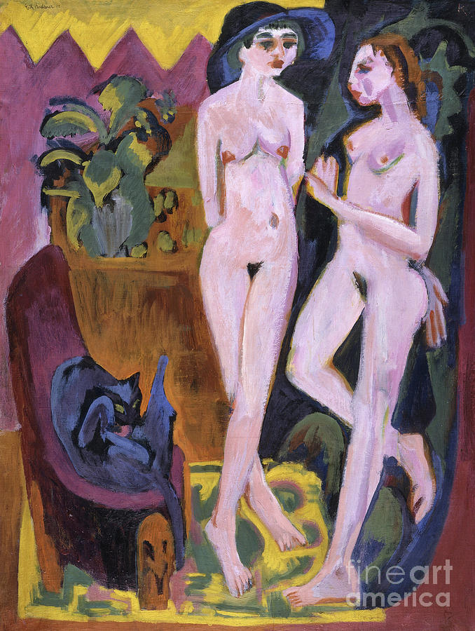 Two Nudes in a Room, 1914 Painting by Ernst Ludwig Kirchner