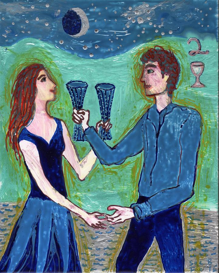 Tarot Painting - Two of Cups Illustrated by Sushila Burgess Tarot Painting - Two of Cups Illustrated by Sushila Burgess