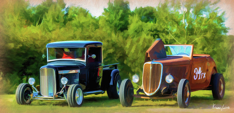 Two Old Hot Rods Digital Art