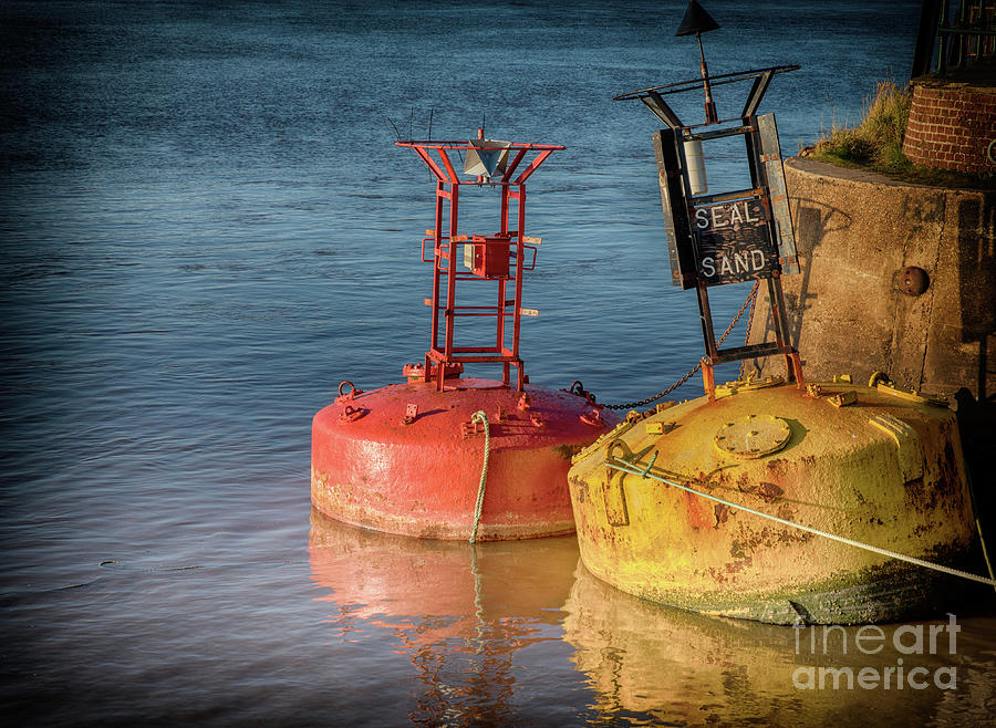 Two old sea buoys Photograph by Simon Bratt