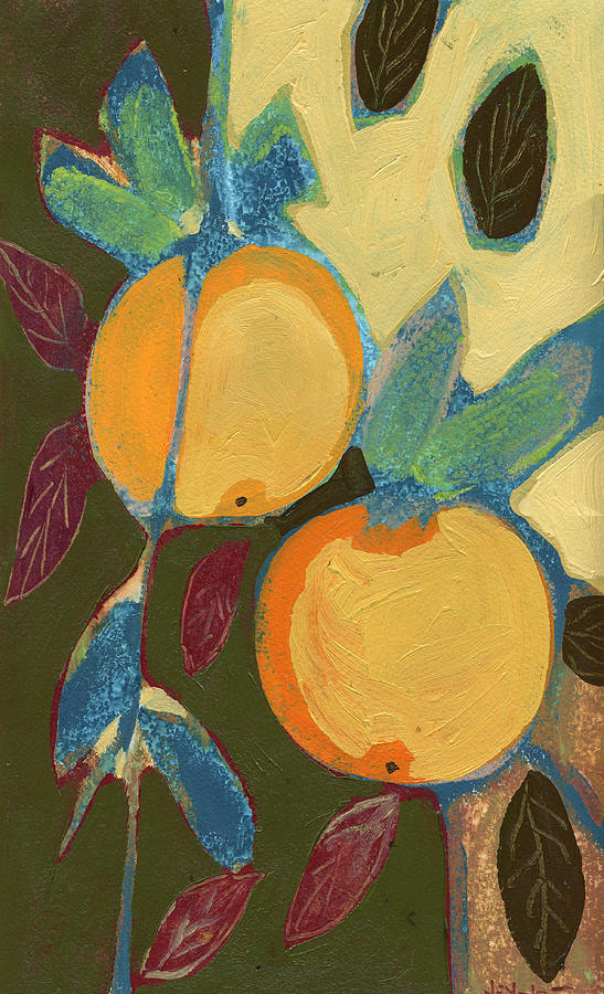 Two Oranges Painting by Jennifer Lommers