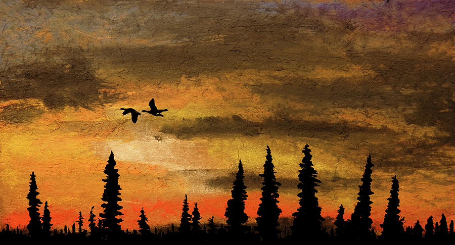 Two Over the Tundra Mixed Media by R Kyllo