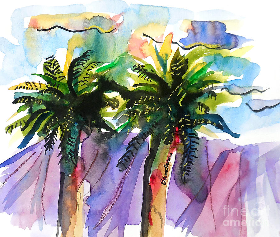 Two Palms Painting by Terry Banderas