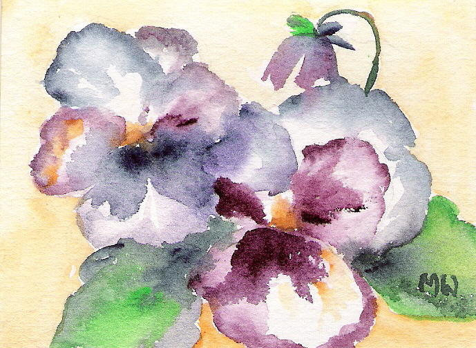 Two Pansies Painting by Marsha Woods