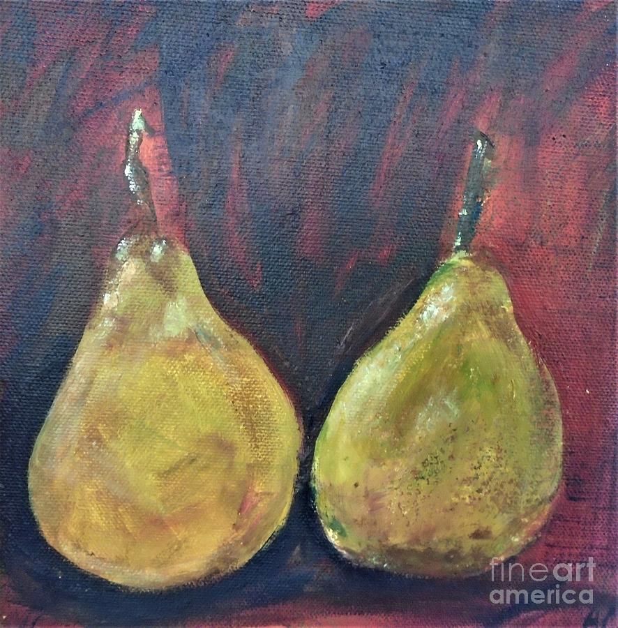 Two Pears Painting by Angela Cartner
