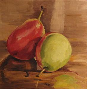 Fruit Painting - Two Pears by Cheryl Pass Fruit Painting - Two Pears by Cheryl Pass
