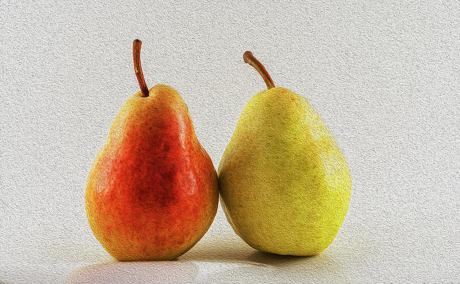 Two pears Digital Painting Photograph by Vishwanath Bhat