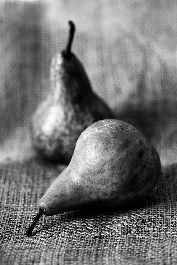 Two pears still life in black and white Photograph by Vishwanath Bhat