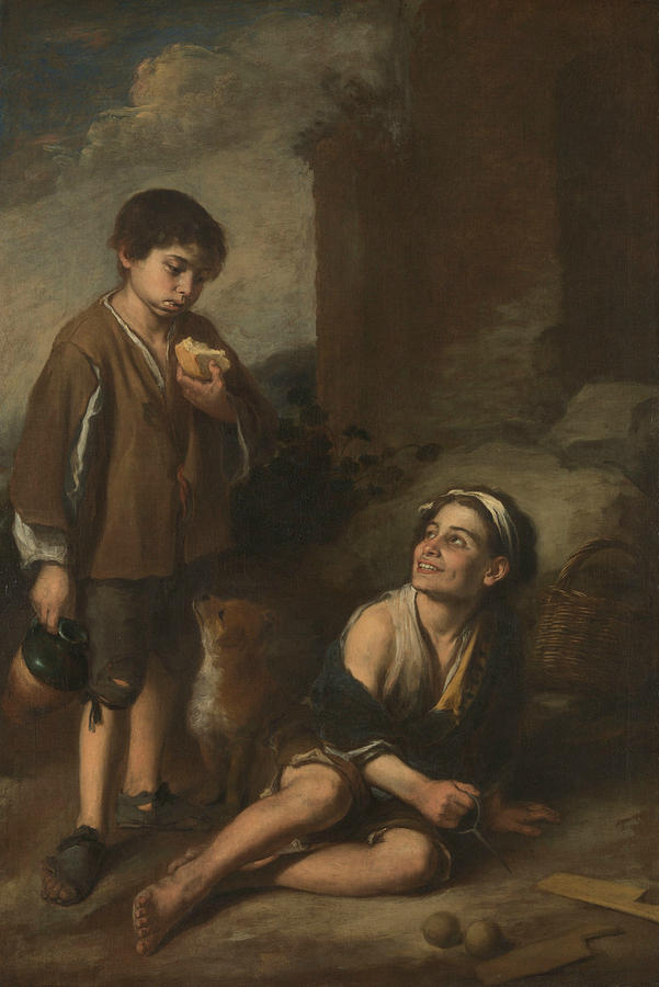 Two Peasant Boys Painting by Bartolome Esteban Murillo