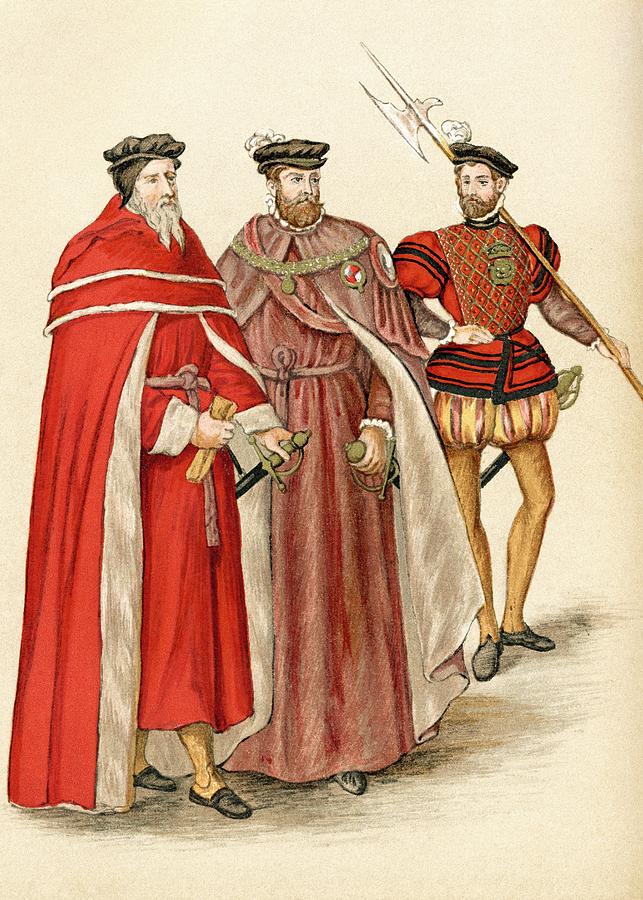 Clothing Drawing - Two Peers In Their Robes, And A by Vintage Design Pics