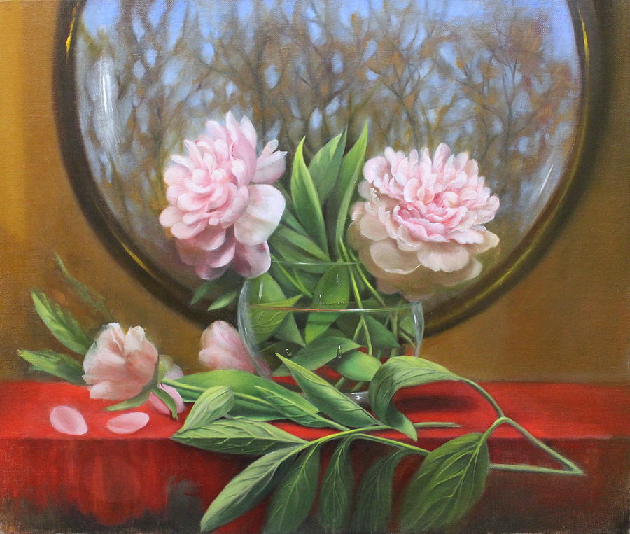 Flower Painting - Two Peonies by Loretta Fasan