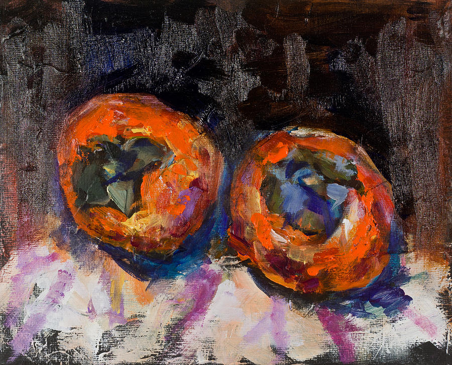 Two persimmons Painting by Maxim Komissarchik