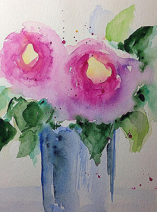 Two pink Flowers Painting by Britta Zehm