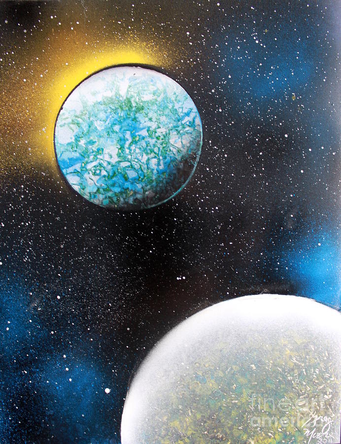 Two Planets Painting by Greg Moores