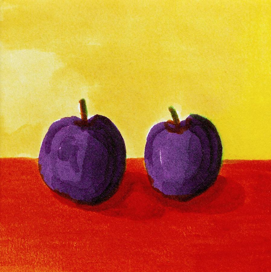 Still Life Painting - Two Plums by Michelle Calkins
