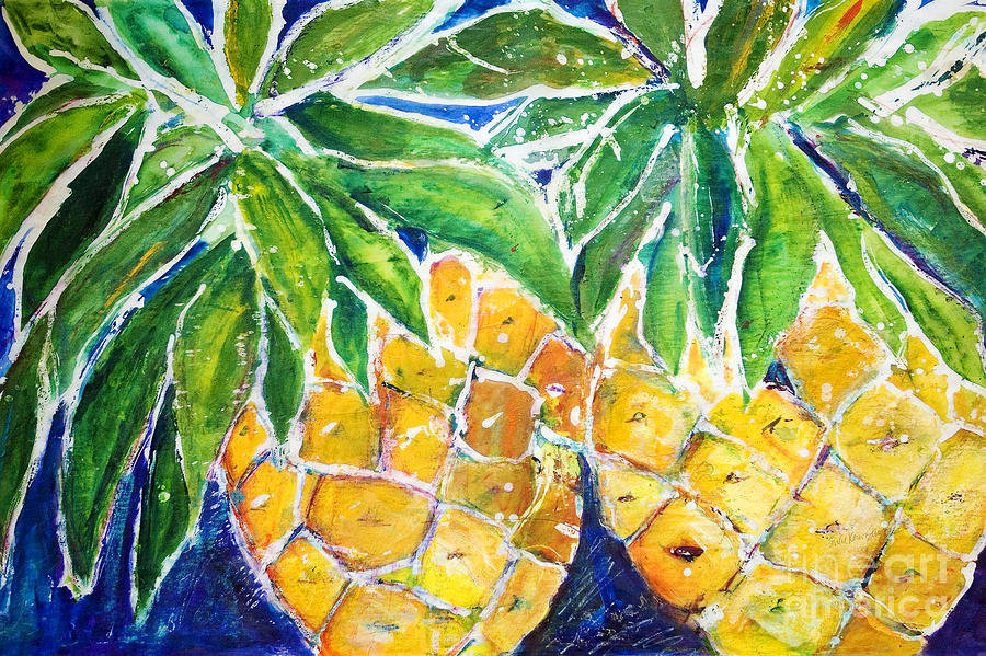 Two Purple Pineapples Painting by Julie Kerns Schaper - Printscapes