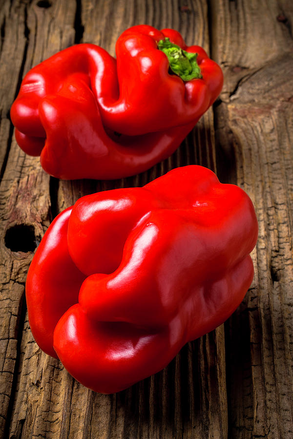 Two Red Bell Peppers Photograph by Garry Gay