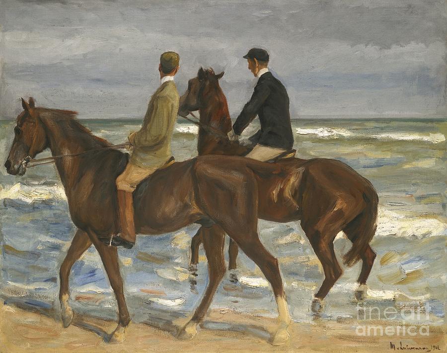 Two Riders On The Beach To The Left Painting by Celestial Images