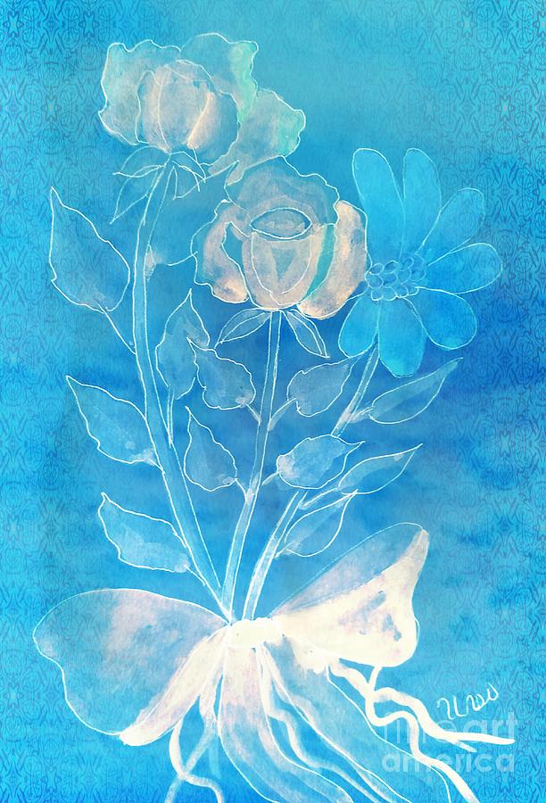 Two Roses and a Daisy Mixed Media by Maria Urso