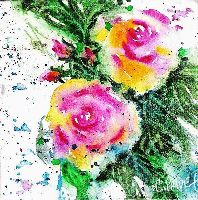 Two Roses and their Buds Painting by Cynthia Pride - Fine Art America