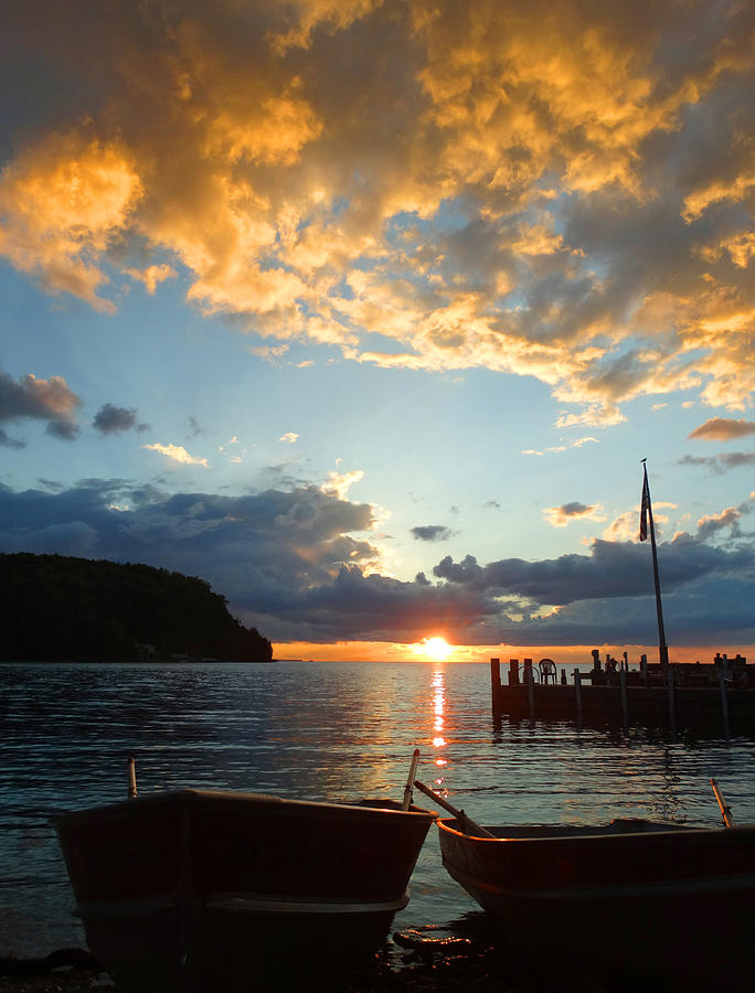 Two Rowboat Sunset Photograph by David T Wilkinson