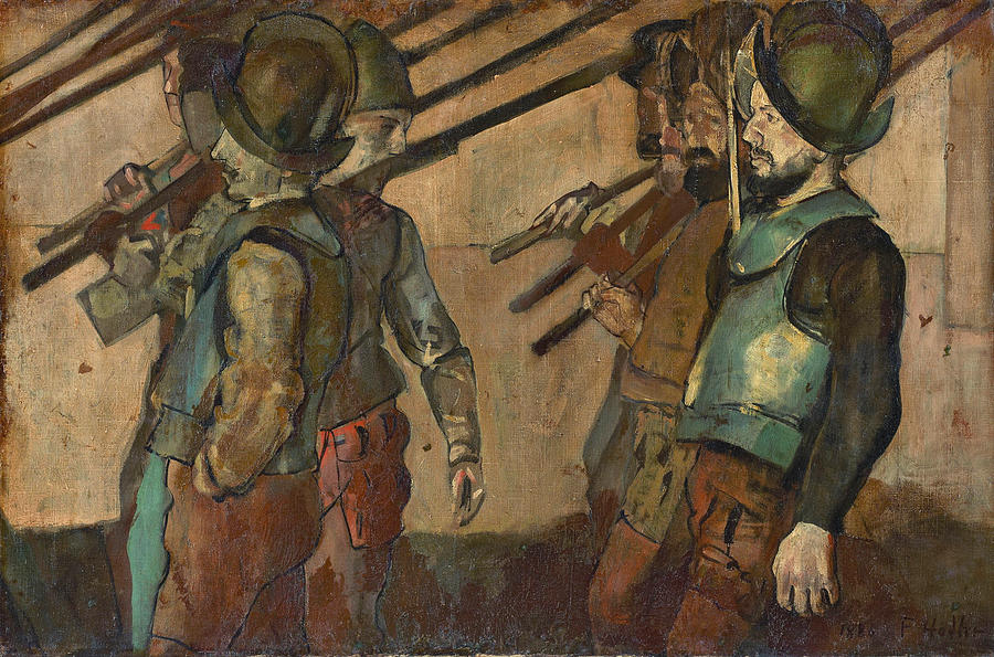 Two Rows of Soldiers of the Procession for the Escalade Painting by Ferdinand Hodler