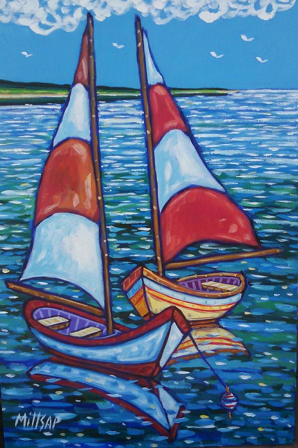 two sailboats painting