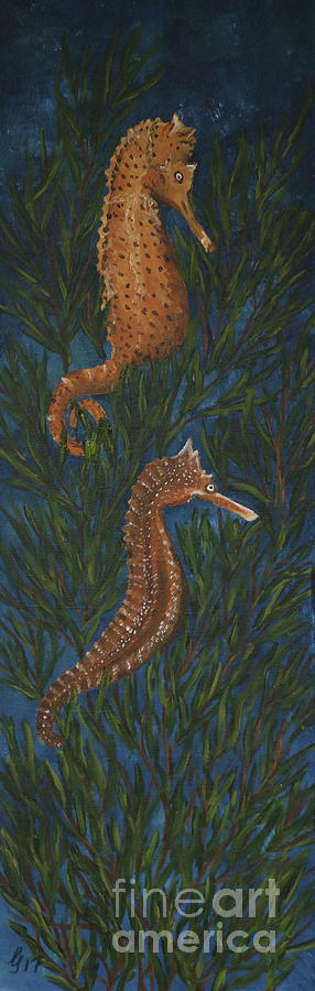Two Seahorses  Painting by Christiane Schulze Art And Photography
