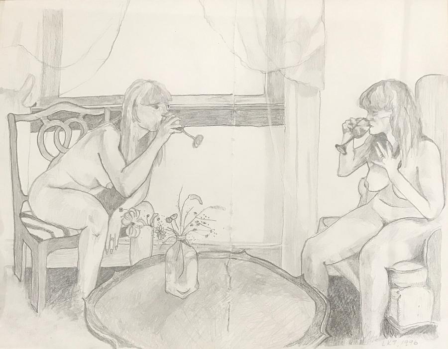 Nude Drawing - Two Sisters by Leah Tomaino