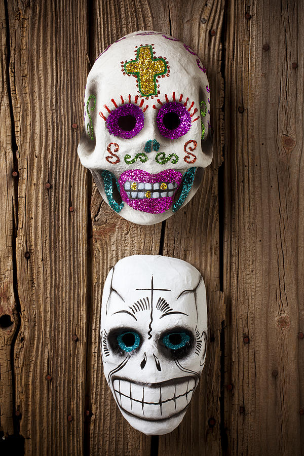 Halloween Photograph - Two skull masks by Garry Gay